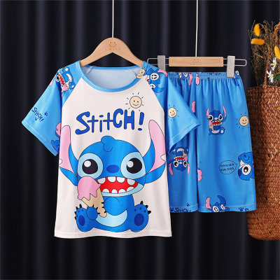 Pijamas de verano de manga corta, ropa informal de dos piezas con dibujos animados para niños, ropa de hogar para niños medianos y grandes, ropa de verano