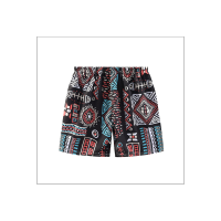 Pantalons décontractés amples imprimés en coton et soie pour enfants, shorts de plage  Noir