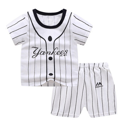 Children's short-sleeved suit baby short-sleeved shorts kids cross-border wholesale baby summer children's clothing pure cotton round neck T-shirt