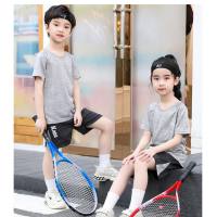 Summer children's short-sleeved suit T-shirt boys and girls sportswear thin quick-drying clothes medium and large children's shorts two-piece suit  Gray