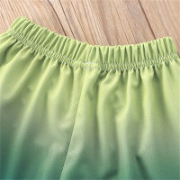 Children's summer short-sleeved suits boys summer clothes for middle and large children boys clothes gradient short-sleeved shorts  Green