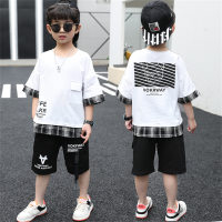 New casual sports loose summer two-piece set for middle-aged and older boys  White