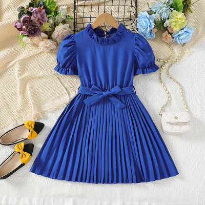 Short sleeve solid color dress for older girls