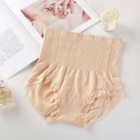 Southeast Asian women's underwear Japanese style high waist belly shaping lace breathable triangle summer spot young ladies underwear  Apricot
