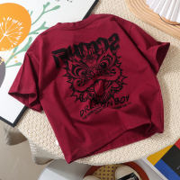 Children's short-sleeved T-shirts, half-sleeved tops, summer clothes, handsome short-sleeved middle and large children  Red