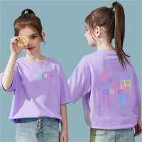 Camisas de manga corta de moda de verano para mujeres y niños.  Púrpura