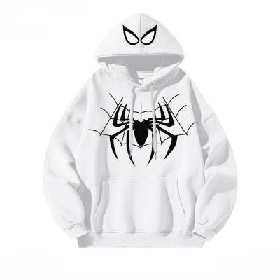 American retro spider jacket for middle and large children, hooded sweatshirt, children's clothing for autumn and winter, loose and fashionable cartoon tops, cool