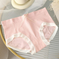 New anti-mite protection pants Japanese colored cotton underwear women's seamless mid-waist briefs with bows sweet and cute  Pink