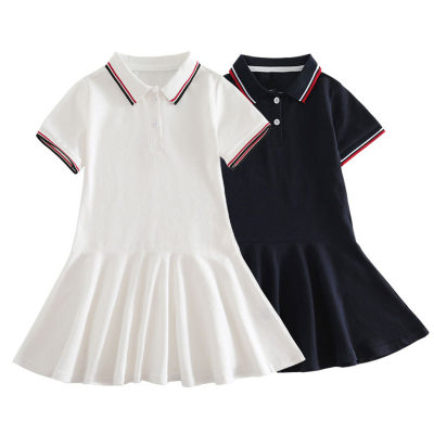فستان بناتي صيفي رقيق مصنوع من القطن الشبكي على طراز الكلية للأطفال