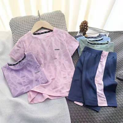 Children's sports suits for big boys and girls in summer, quick-drying T-shirts, short-sleeved shorts, two-piece trendy set