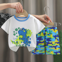 Kinder kurzarm anzug reine baumwolle mädchen sommer kleidung jungen T-shirt baby baby kleidung Koreanische kinder kleidung shorts fabrik  Blau