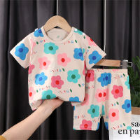 Girls pure cotton T-shirt summer children's clothing home wear pure cotton 2-piece set  Khaki