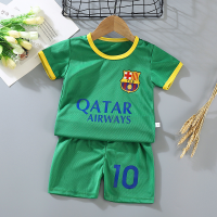 Children's football uniforms for boys and girls spring and summer jerseys training suits for babies short-sleeved shorts quick-drying mesh breathable suits  Green