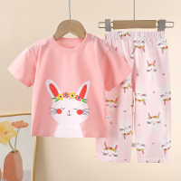 Summer baby t-shirts home clothes girls pajamas summer clothes children's clothes  Pink