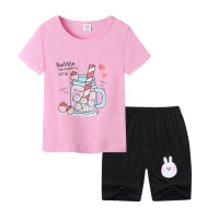 2024 new large and medium-sized children's suits 6-12 years old color matching casual student boys and girls shorts suits children's clothing wholesale  Pink