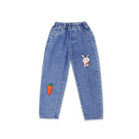 Pantalones de estilo coreano para niña, pantalones informales de alta elasticidad para niños medianos y grandes  Azul