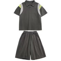 Boys Polo Shirt Suit Sports Casual Suit  Gray