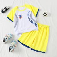 Summer children's short-sleeved suits for boys, mesh quick-drying breathable sports training clothes, basketball uniforms for middle and large children, elementary school students  Yellow