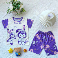 Pijamas para niñas Verano Manga corta Ropa linda para el hogar Conjunto de camiseta informal  Multicolor