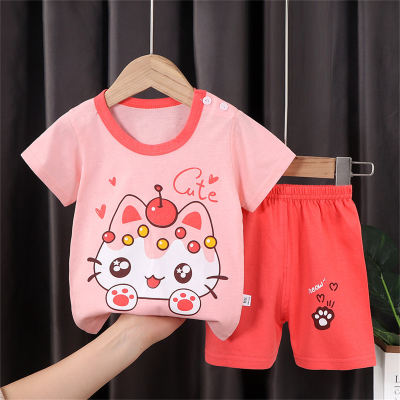 New pure cotton children's short-sleeved baby short-sleeved shorts two-piece set