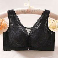 Thin anti-exposure no-wire lace bra large size seamless side ratio comfortable push-up underwear  Black