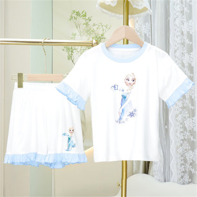 2024 Summer New Girls Modal Home Clothes Set Children's Lightweight Breathable Pajamas Two-piece Cartoon Set