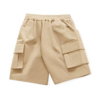 Summer thin boys' shorts Korean style loose children's overalls 2023 new boys black pants five-quarter pants  Khaki