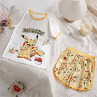 Children's Fashion Printed Cotton Cartoon Home Clothing Set Summer Home Casual Wear  Yellow