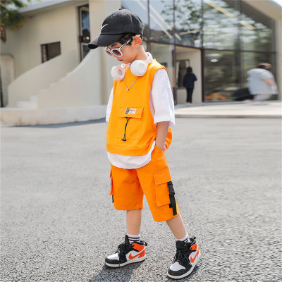 Boys summer workwear outdoor sports handsome boy short-sleeved two-piece suit