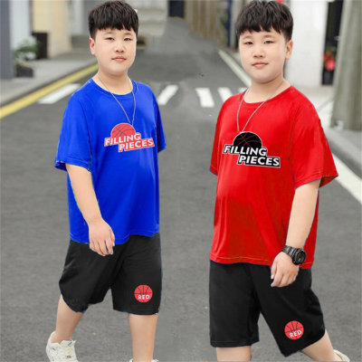 Children's clothing for fat boys short-sleeved summer quick-drying clothes sports suit large size fat plus fat plus thin style trendy