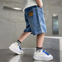 سراويل جينز صيفية رفيعة للأولاد شورتات عصرية فضفاضة لملابس خارجية  أزرق