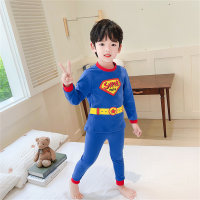 Boys' stylish and handsome pure cotton home wear pajamas set two-piece set  Blue