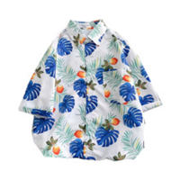 Floral short-sleeved shirts for boys and girls, middle and older children, parent-child wear short-sleeved shirts  Multicolor