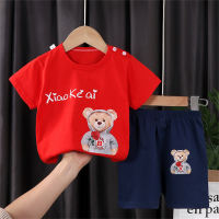 2024 new style children's boy suit baby summer short-sleeved summer clothes girl's cotton T-shirt summer children's clothing wholesale  Red