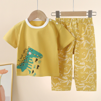 Costume d'été à manches courtes pour enfants, T-shirt en pur coton pour bébé, pyjama pour garçon, vêtements d'été pour enfants  vert
