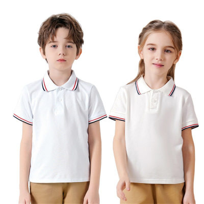 Los niños y las niñas visten la camiseta POLO de los niños del algodón del piqué fino del verano