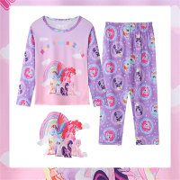 Pijamas para niñas Primavera y Otoño Manga Larga Dibujos Animados Lindos Pijamas para niños Conjunto Ropa de Aire Acondicionado de Verano  Violeta