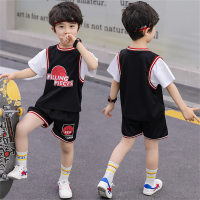 Boys' sports quick-drying two-piece summer basketball uniform for boys  Black