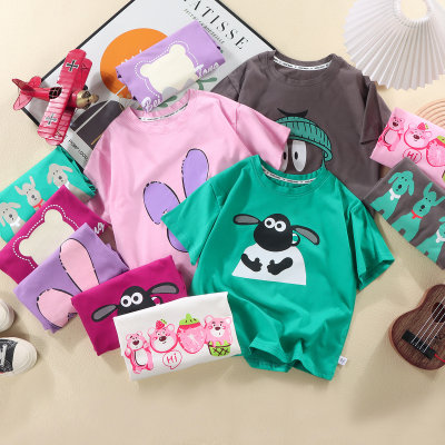 Children's new pure cotton short-sleeved T-shirts for middle and large children Korean style fashionable loose summer tops