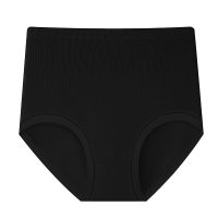 New high-waisted belly-controlling seamless underwear for women after childbirth, waist shaping, butt lifting, pure cotton crotch large size briefs  Black