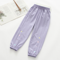 Girls pants summer thin children's trousers casual sports  Purple