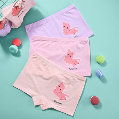 Conjunto de 3 peças de cuecas boxer de algodão puro infantil novo estilo Chuxin cereja cartoon meninas cuecas boxer infantis de pequeno e médio porte