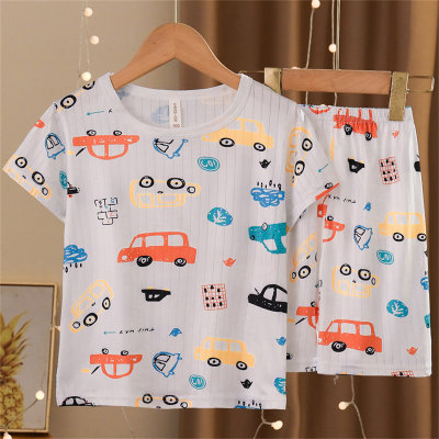 2024 new children's pajamas boys summer thin short-sleeved shorts cartoon suit boys and girls home clothes
