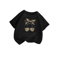 منتجات صيفية جديدة للأطفال قمصان قصيرة الأكمام للأولاد والبنات، قمم عصرية برقبة مستديرة  أسود