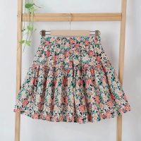 Falda corta para niñas, falda floral de media longitud de verano, falda tipo paraguas de corte A, falda tutú antiexposición  Multicolor