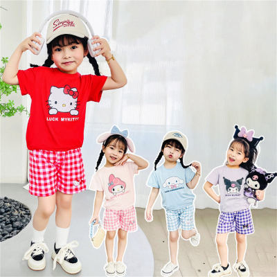 New summer cute cartoon library fashion plaid home two-piece suit