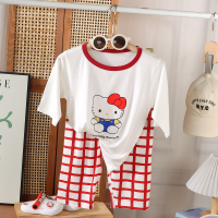 Kinderpyjamas für Jungen und Mädchen, dünne Sommerkleidung für Klimaanlagen, Yasel, mittlere und große Kinderanzüge, Baby-Heimkleidung, Dreiviertelärmel  rot