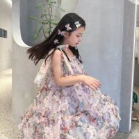 Mädchen Sommerkleid Tortenkleid Prinzessinnenkleid Strapskleid  Lila