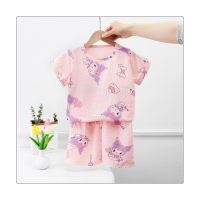 Pijamas de verano para niñas, traje fino de manga corta de algodón con burbujas, ropa exterior para el hogar para niñas  Multicolor