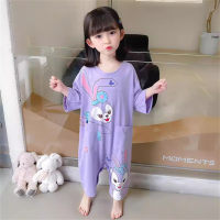 Baby girl Stella Lou pajamas home clothes cute three-quarter sleeves girls toddler jumpsuit  Purple